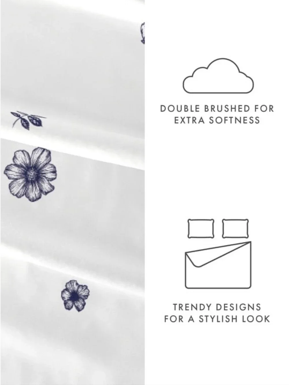 Home Collections Premium Ultra Soft Indigo Flowers Cal King  Sheet Set